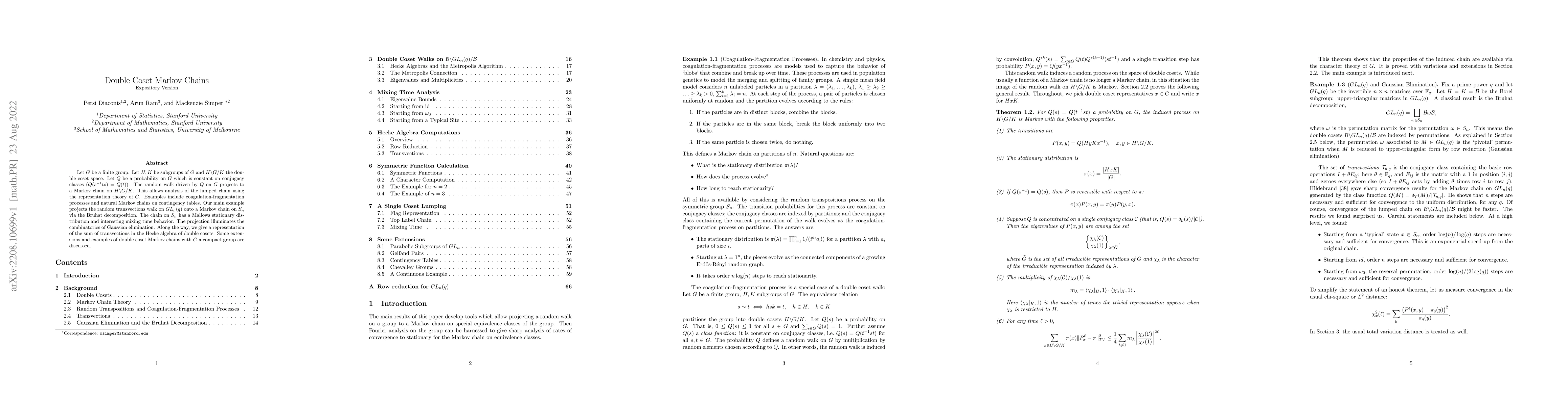 Thumbnail for Double Coset Markov Chains
