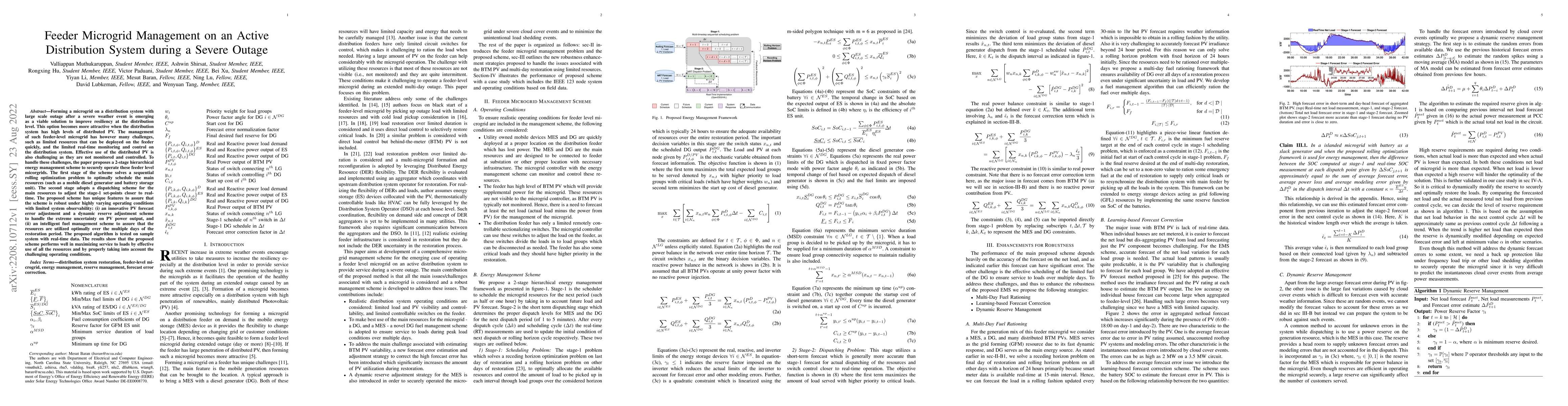 Thumbnail for Feeder Microgrid Management on an Active Distribution System during a
  Severe Outage