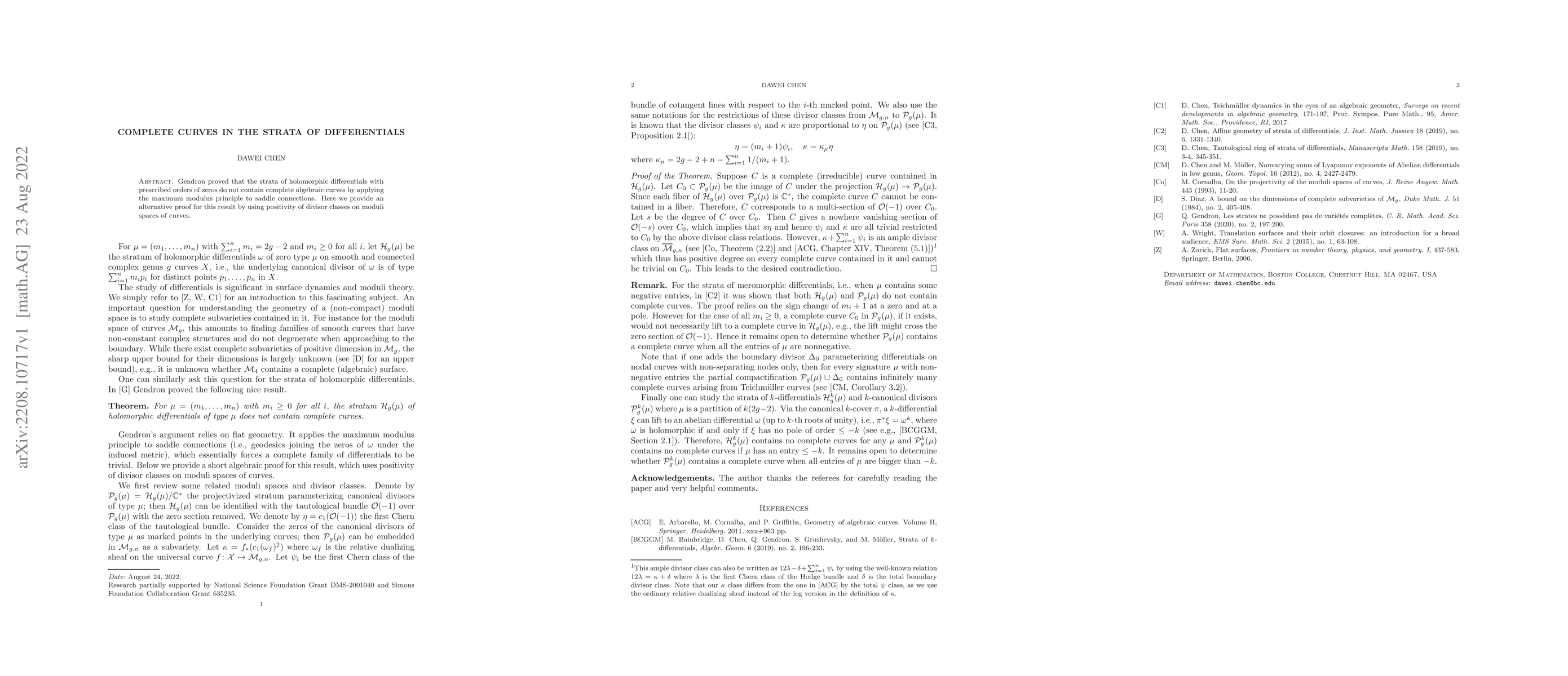 Thumbnail for Complete curves in the strata of differentials