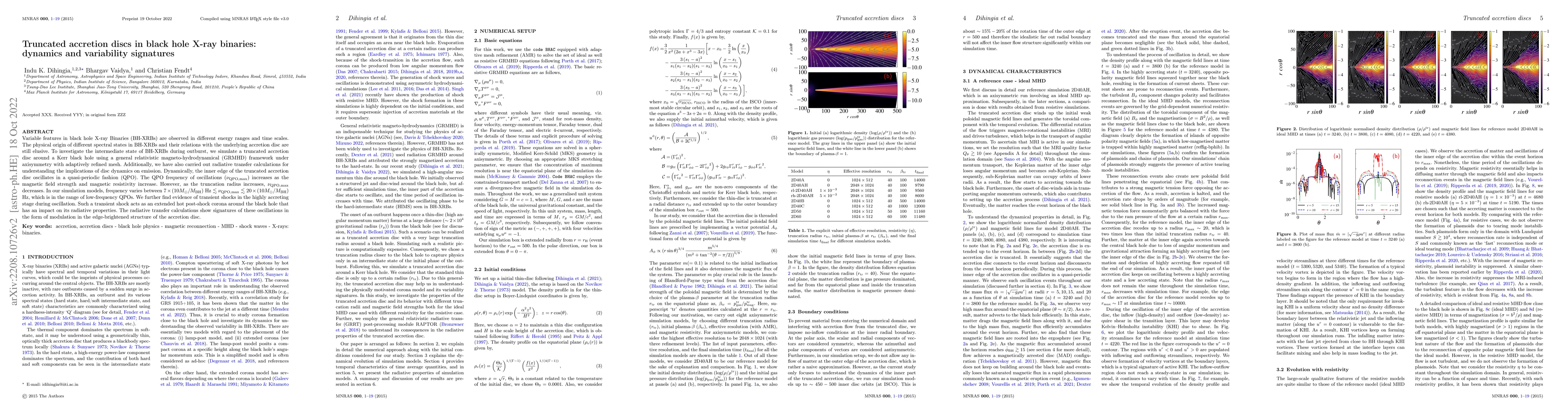 Thumbnail for Truncated accretion discs in black hole X-ray binaries: dynamics and
  variability signatures