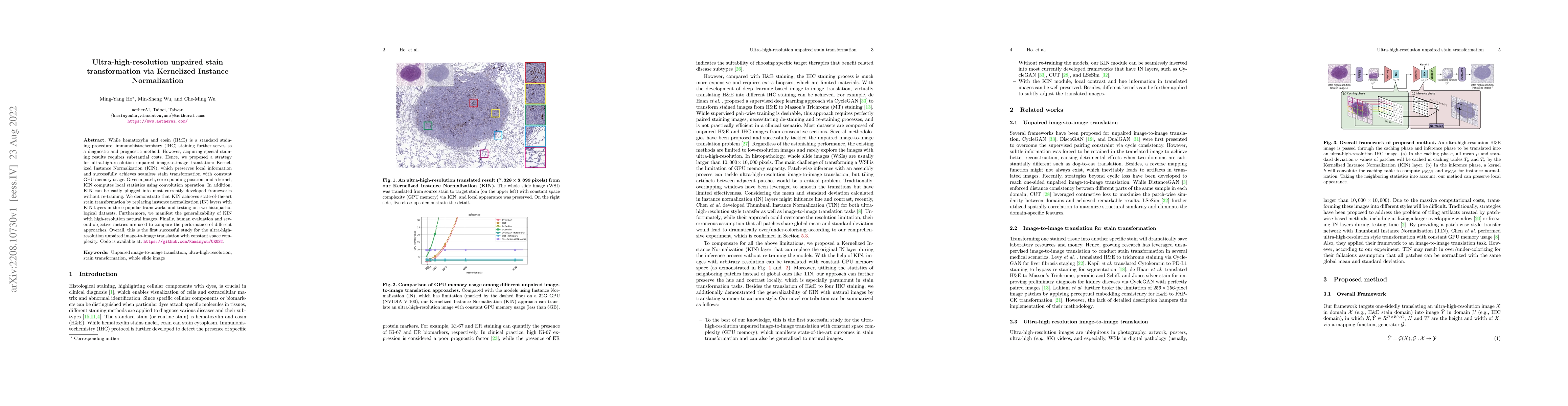 Thumbnail for Ultra-high-resolution unpaired stain transformation via Kernelized
  Instance Normalization