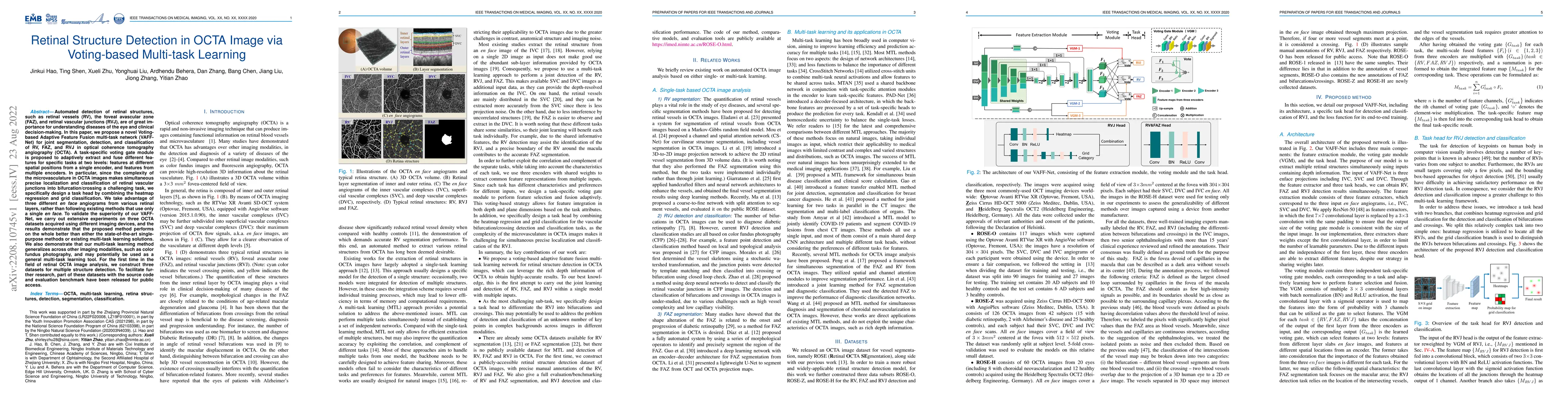 Thumbnail for Retinal Structure Detection in OCTA Image via Voting-based Multi-task
  Learning