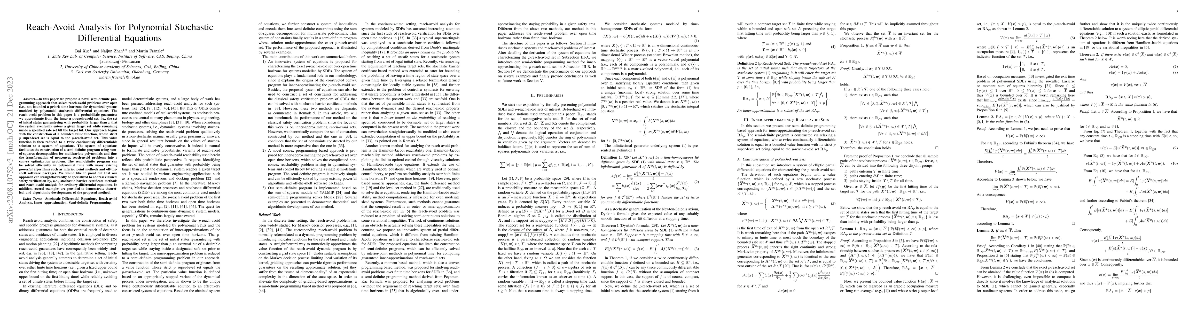 Thumbnail for Reach-Avoid Analysis for Polynomial Stochastic Differential Equations