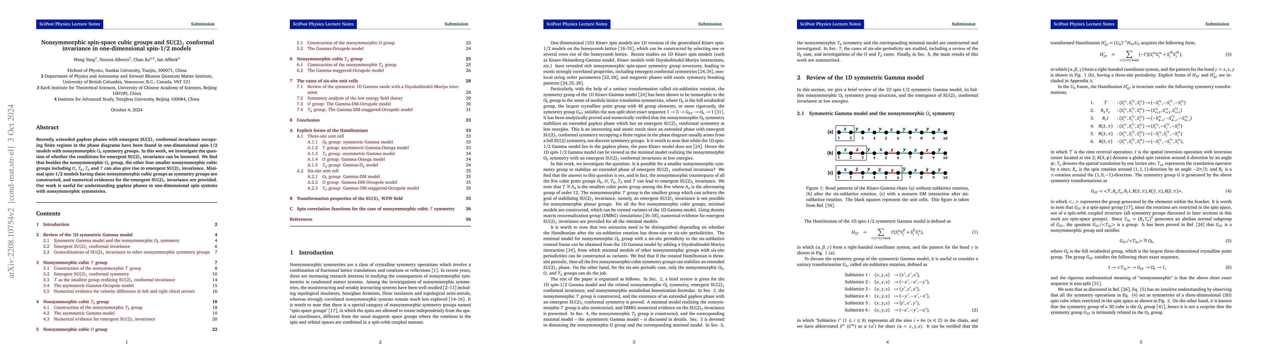 Thumbnail for Nonsymmorphic spin-space cubic groups and SU(2)$_1$ conformal invariance
  in one-dimensional spin-1/2 models