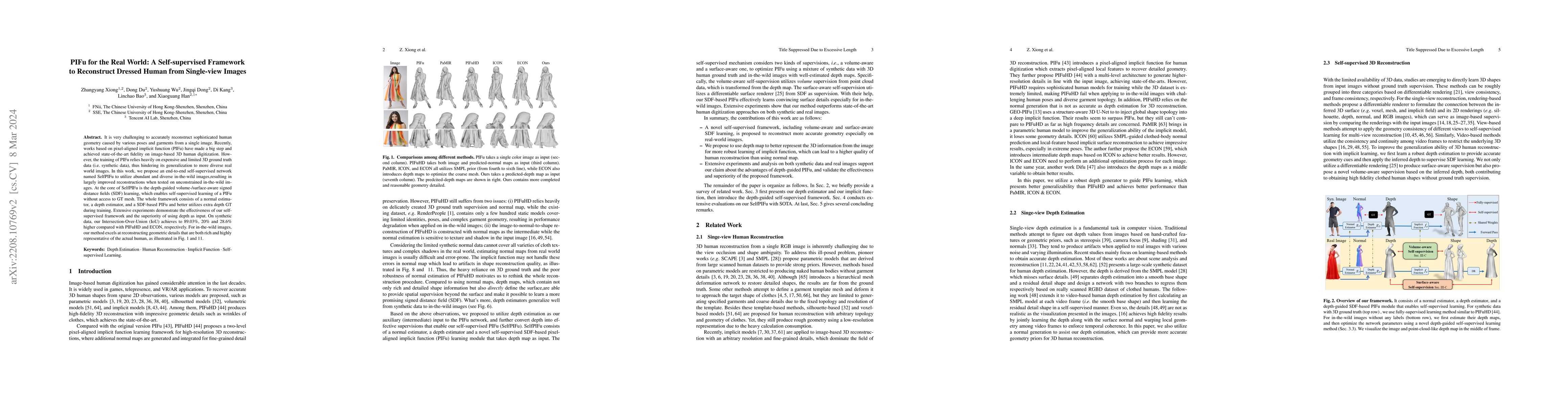 Thumbnail for PIFu for the Real World: A Self-supervised Framework to Reconstruct
  Dressed Human from Single-view Images