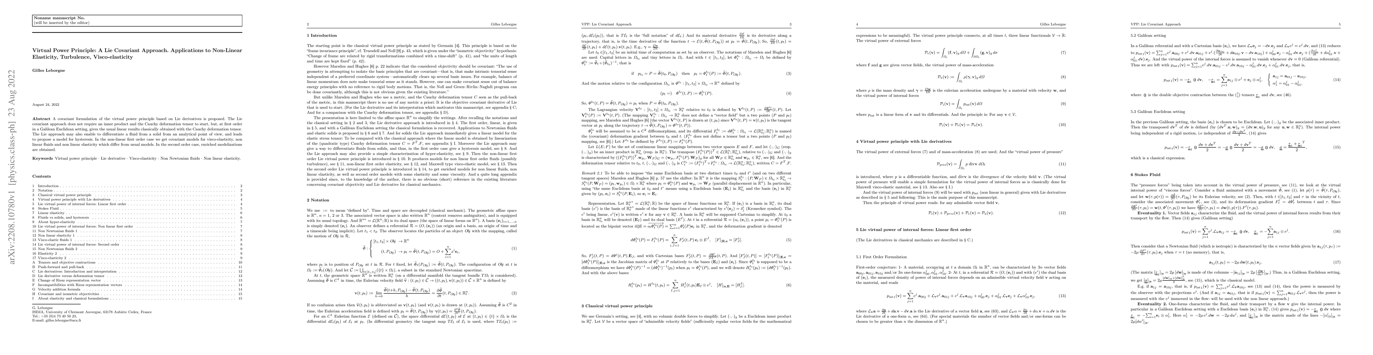 Thumbnail for Virtual Power Principle: A Lie Covariant Approach. Applications to
  Non-Linear Elasticity, Turbulence, Visco-elasticity