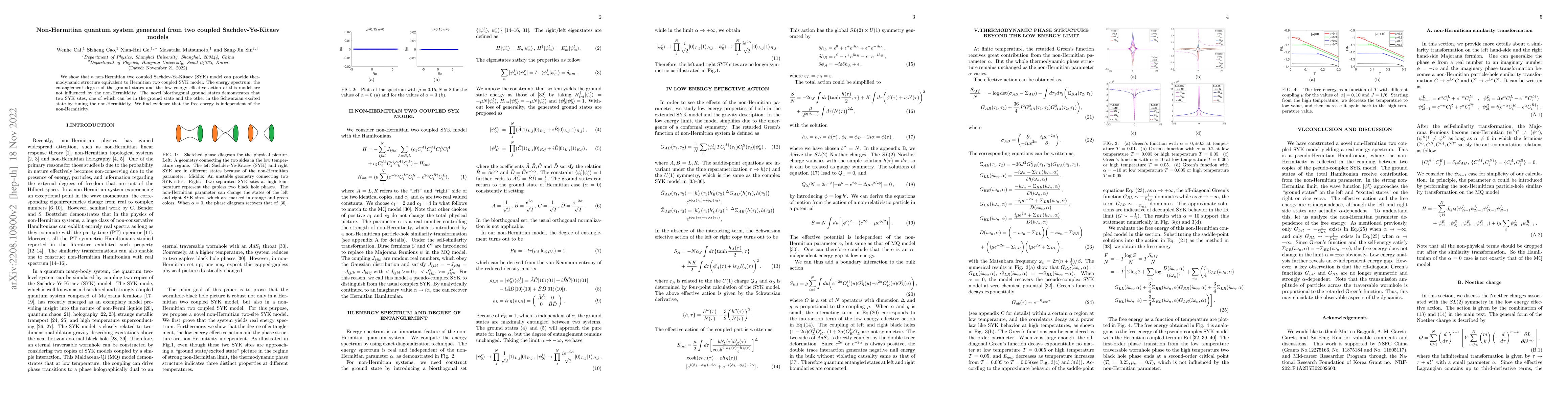 Thumbnail for Non-Hermitian quantum system generated from two coupled
  Sachdev-Ye-Kitaev models