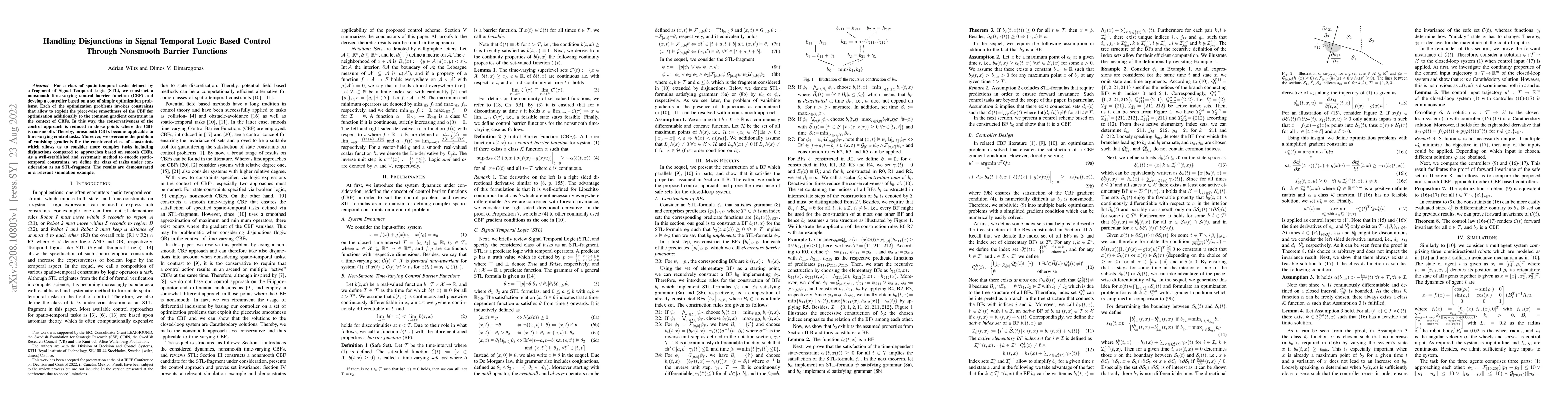 Thumbnail for Handling Disjunctions in Signal Temporal Logic Based Control Through
  Nonsmooth Barrier Functions