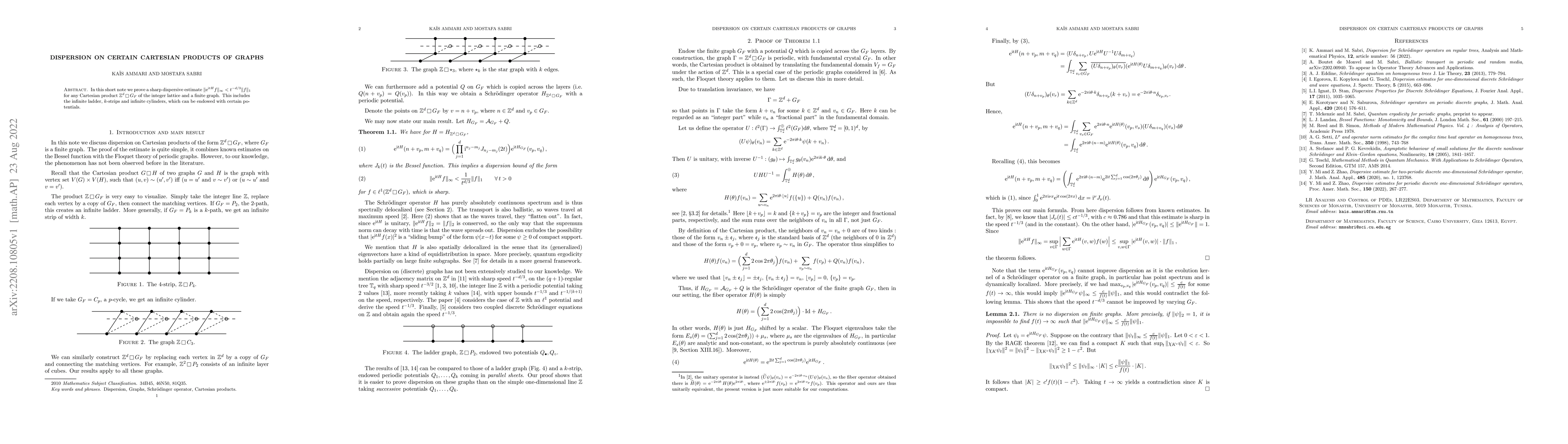 Thumbnail for Dispersion on certain Cartesian products of graphs