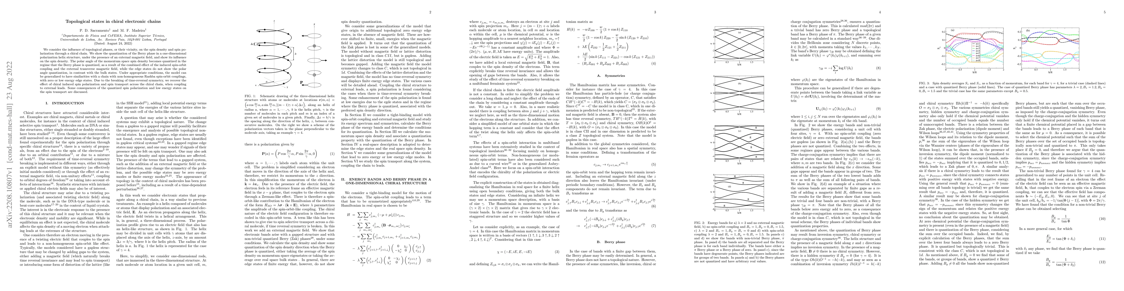 Thumbnail for Topological states in chiral electronic chains