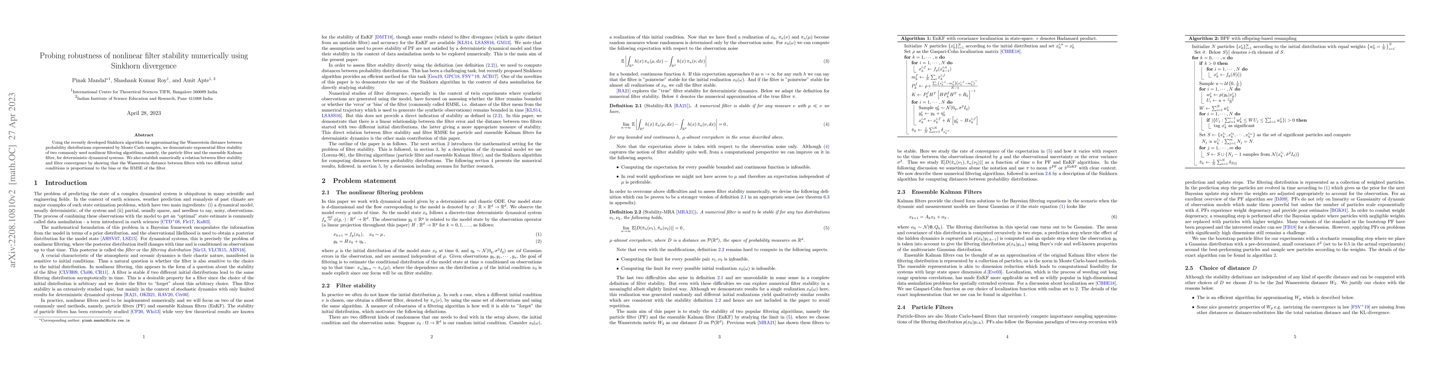 Thumbnail for Probing robustness of nonlinear filter stability numerically using
  Sinkhorn divergence