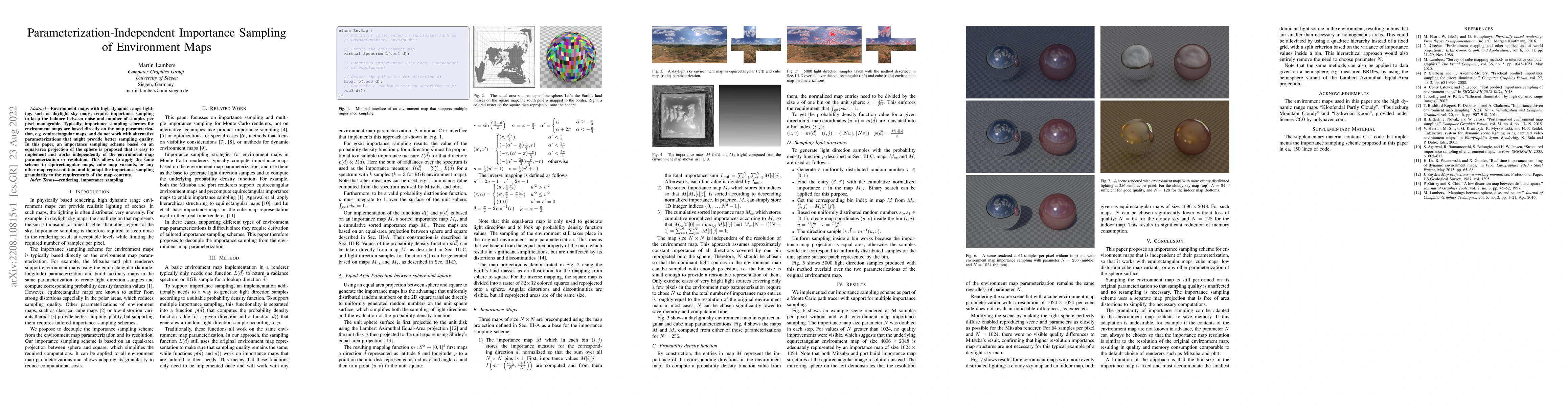 Thumbnail for Parameterization-Independent Importance Sampling of Environment Maps