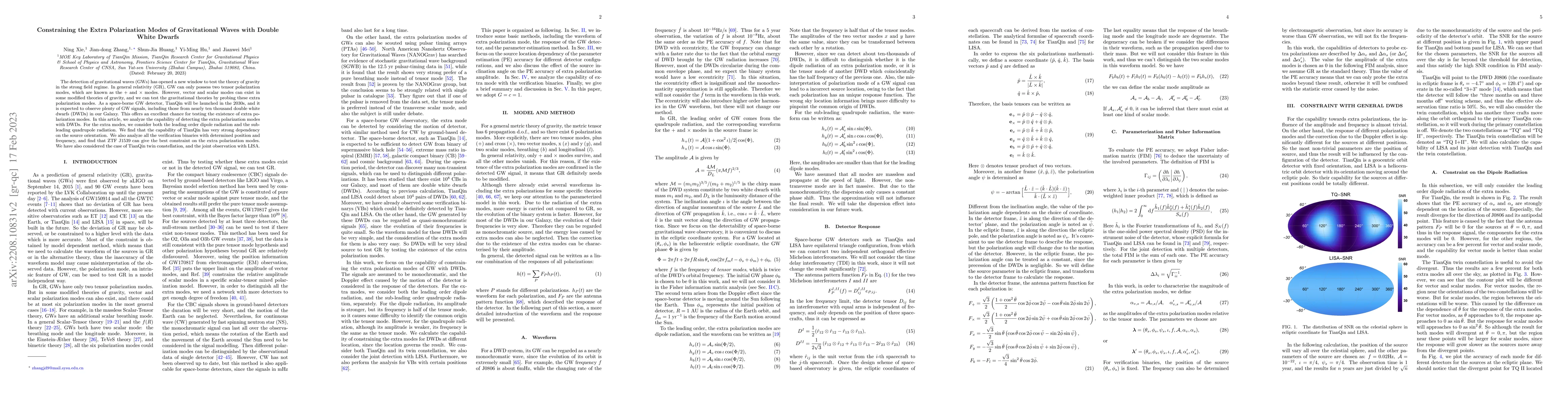 Thumbnail for Constraining the Extra Polarization Modes of Gravitational Waves with
  Double White Dwarfs