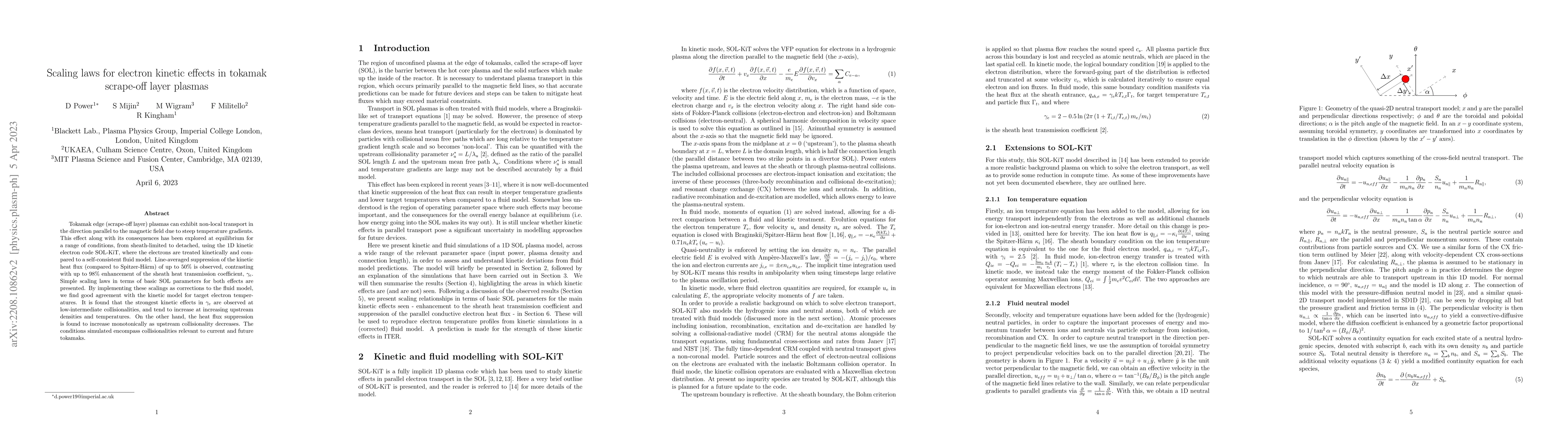 Thumbnail for Scaling laws for electron kinetic effects in tokamak scrape-off layer
  plasmas