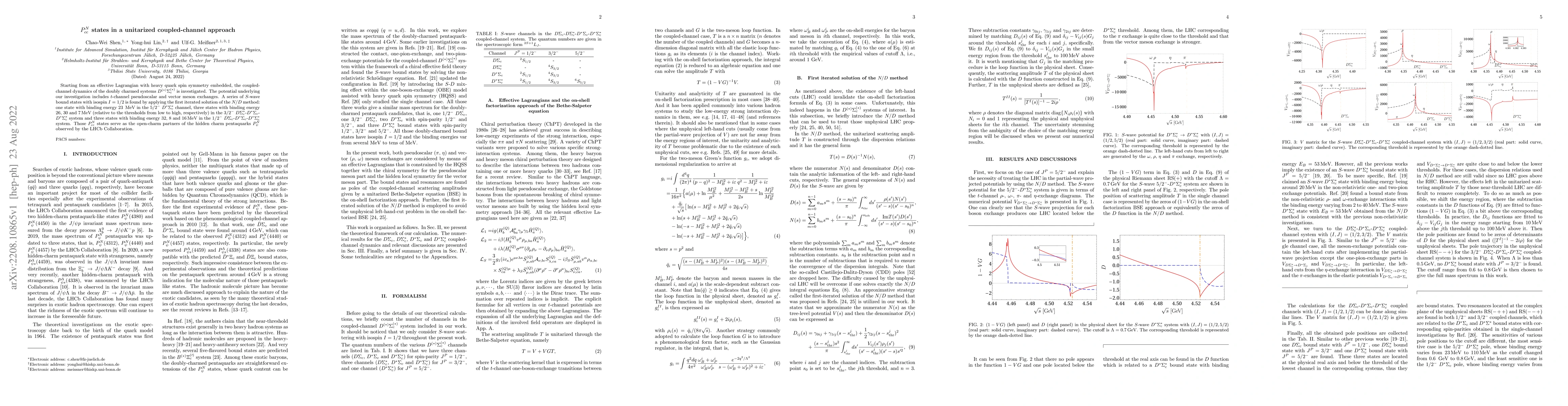 Thumbnail for $P_{cc}^N$ states in a unitarized coupled-channel approach