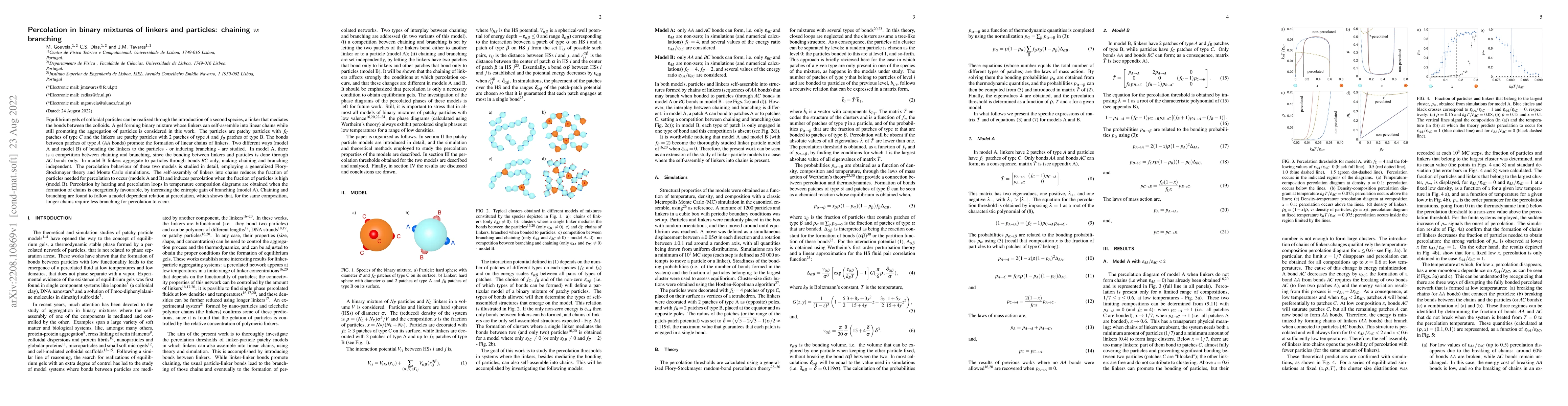 Thumbnail for Percolation in binary mixtures of linkers and particles: chaining {\it
  {vs}} branching