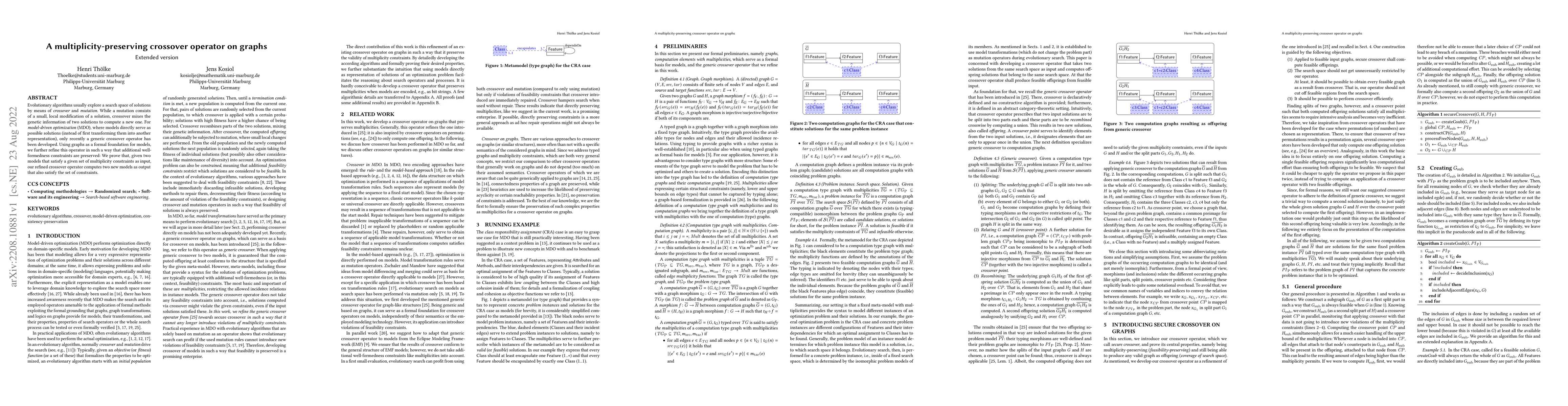 Thumbnail for A multiplicity-preserving crossover operator on graphs. Extended version