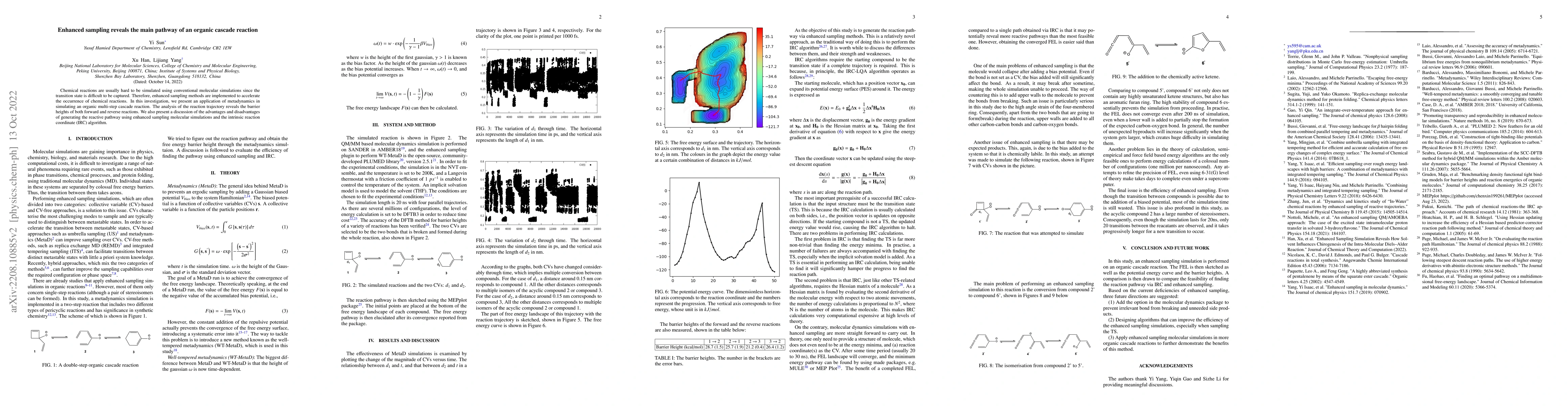 Thumbnail for Enhanced sampling reveals the main pathway of an organic cascade
  reaction