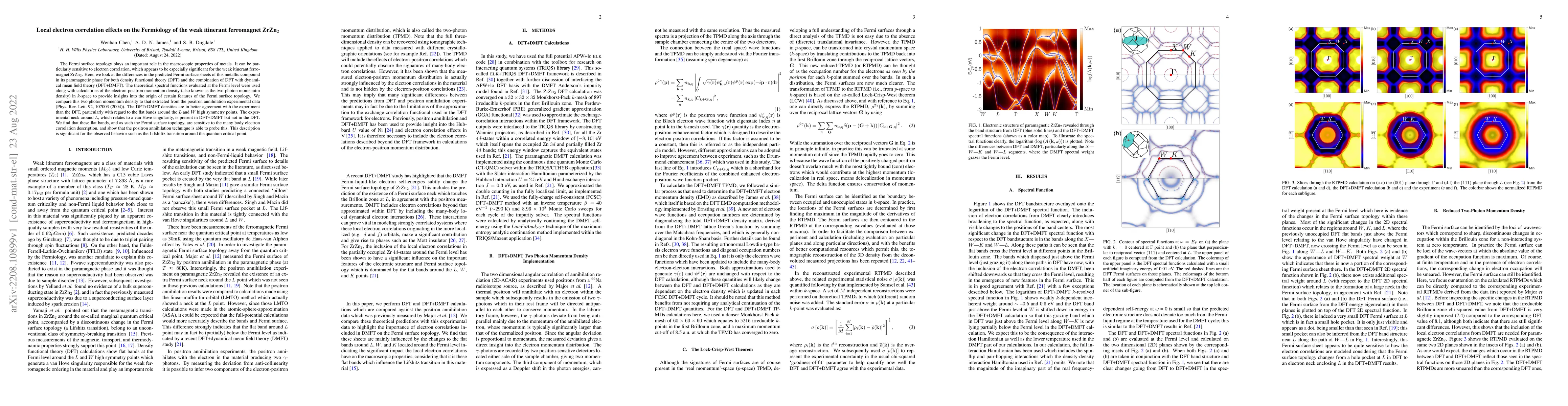 Thumbnail for Local electron correlation effects on the Fermiology of the weak
  itinerant ferromagnet ZrZn$_2$