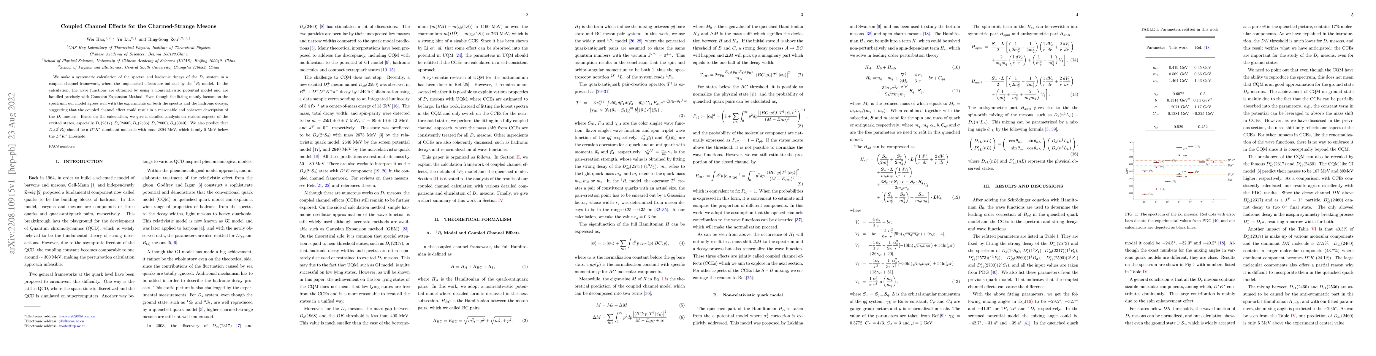 Thumbnail for Coupled Channel Effects for the Charmed-Strange Mesons