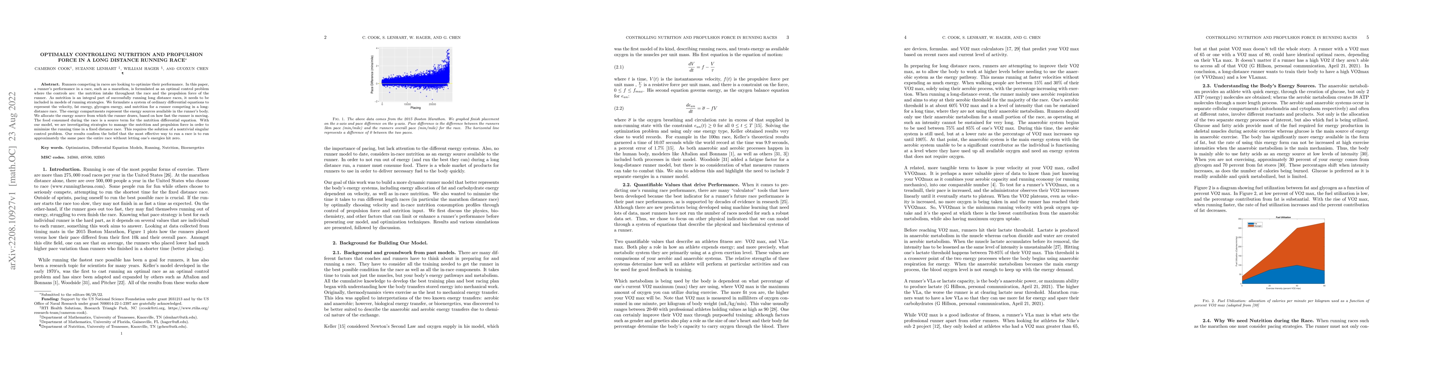 Thumbnail for Optimally Controlling Nutrition and Propulsion Force in a Long Distance
  Running Race