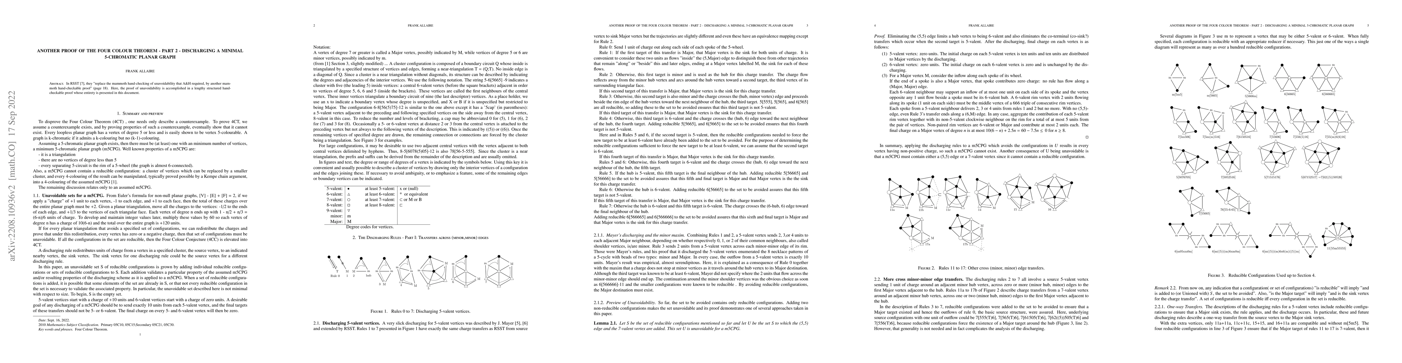 Thumbnail for Another Proof of the Four Colour Theorem -- Part 2 -- Discharging a
  minimal 5-Chromatic Planar Graph
