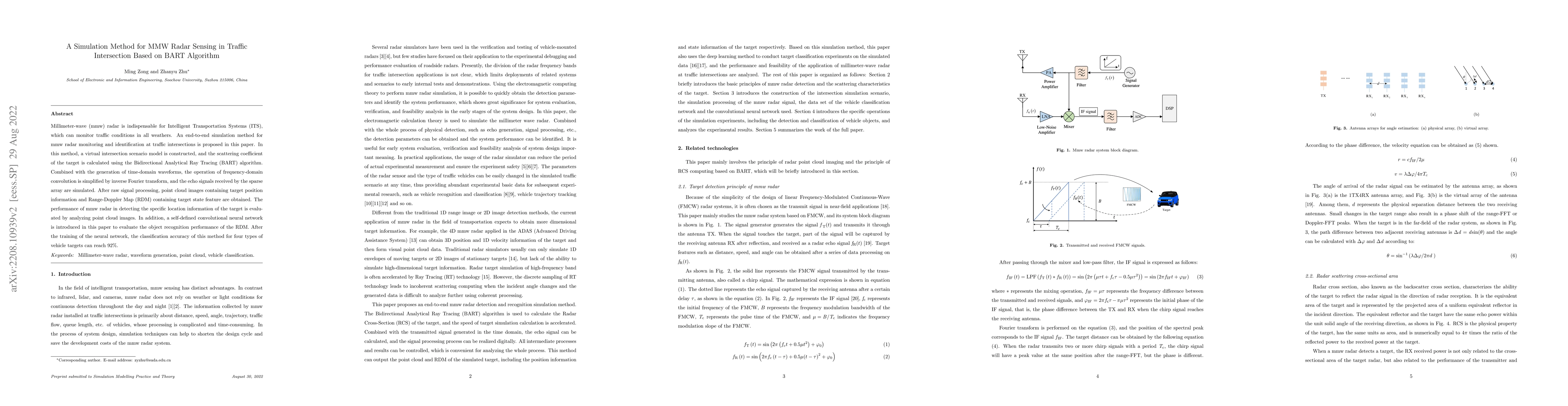 Thumbnail for A Simulation Method for MMW Radar Sensing in Traffic Intersection Based
  on BART Algorithm