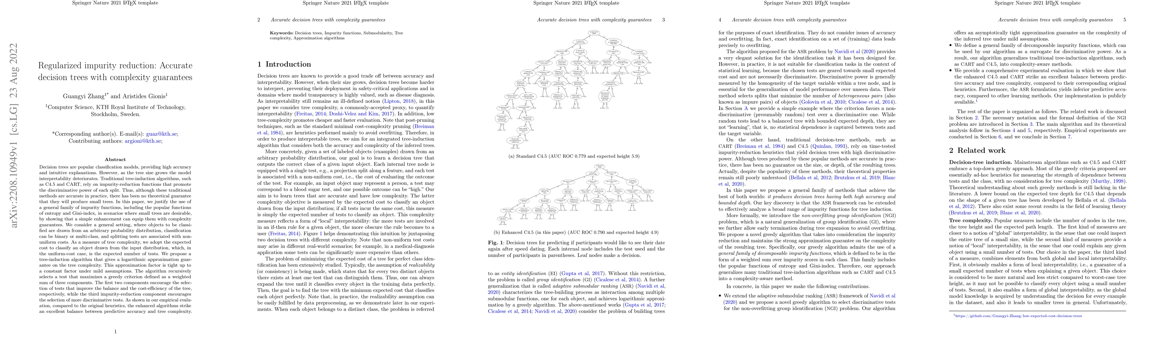 Thumbnail for Regularized impurity reduction: Accurate decision trees with complexity
  guarantees