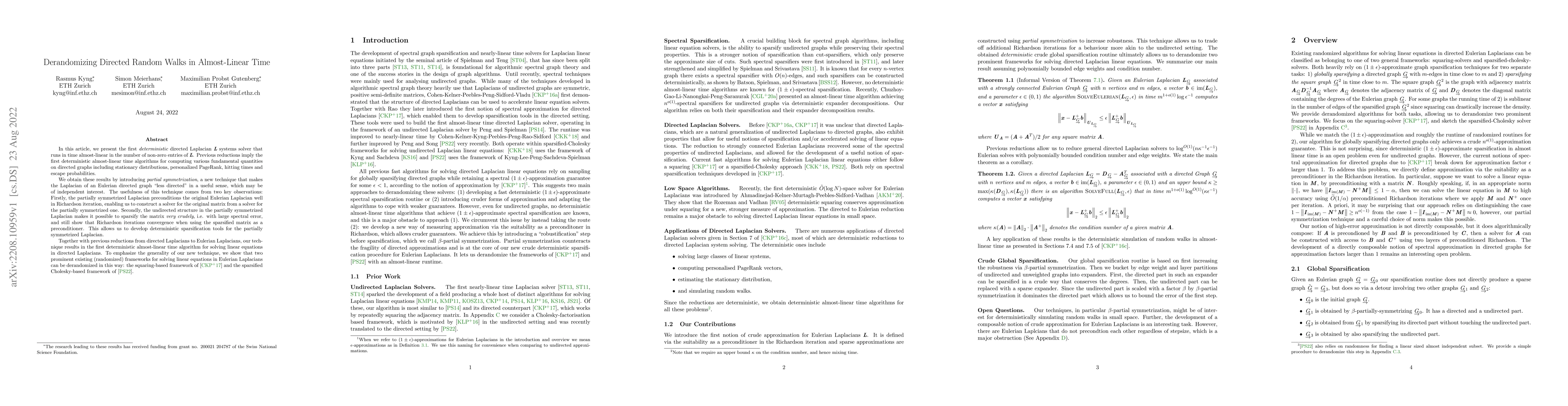 Thumbnail for Derandomizing Directed Random Walks in Almost-Linear Time