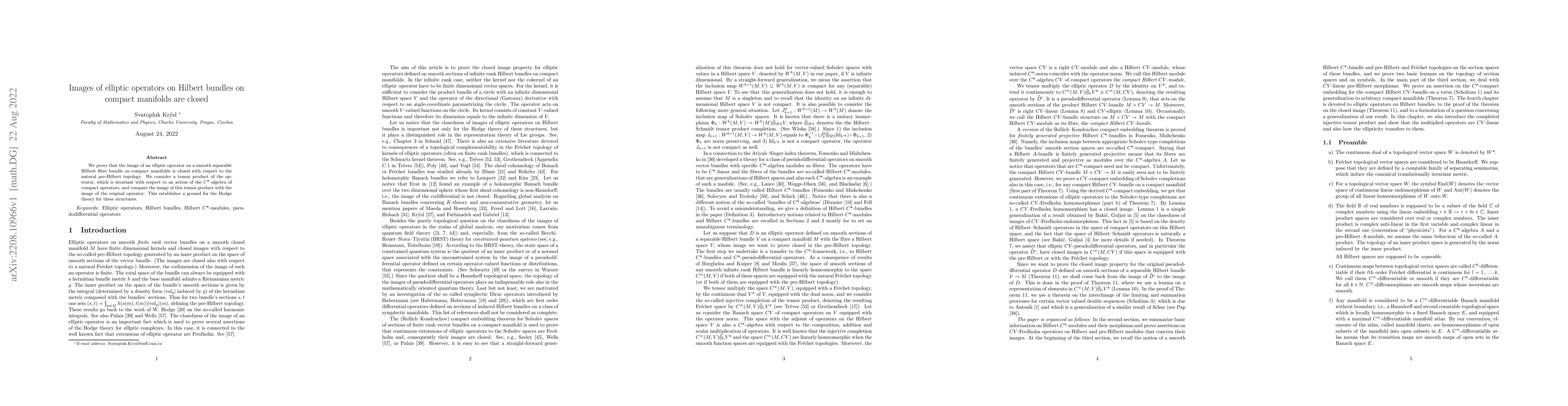 Thumbnail for Images of elliptic operators on Hilbert bundles on compact manifolds are
  closed