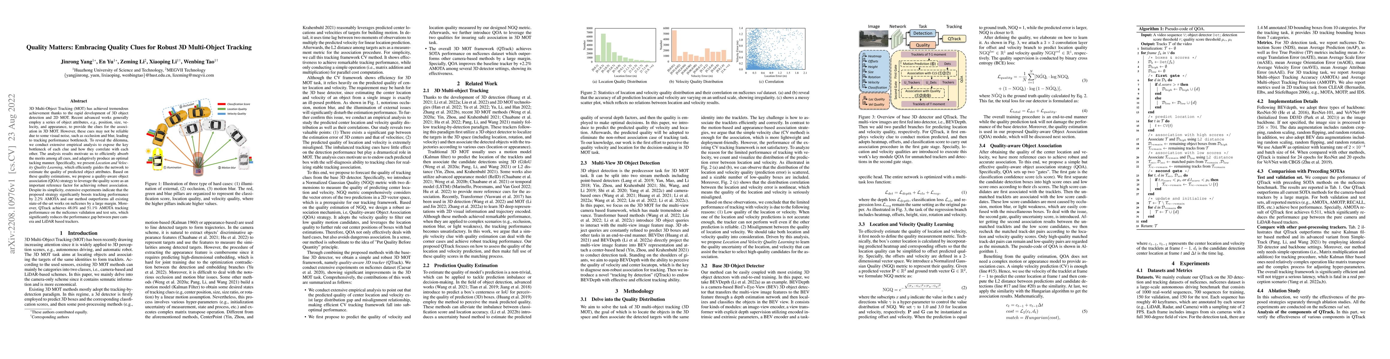 Thumbnail for Quality Matters: Embracing Quality Clues for Robust 3D Multi-Object
  Tracking