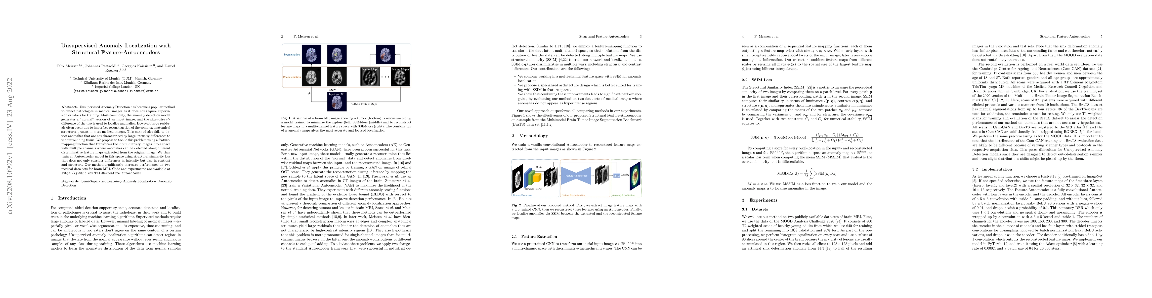 Thumbnail for Unsupervised Anomaly Localization with Structural Feature-Autoencoders