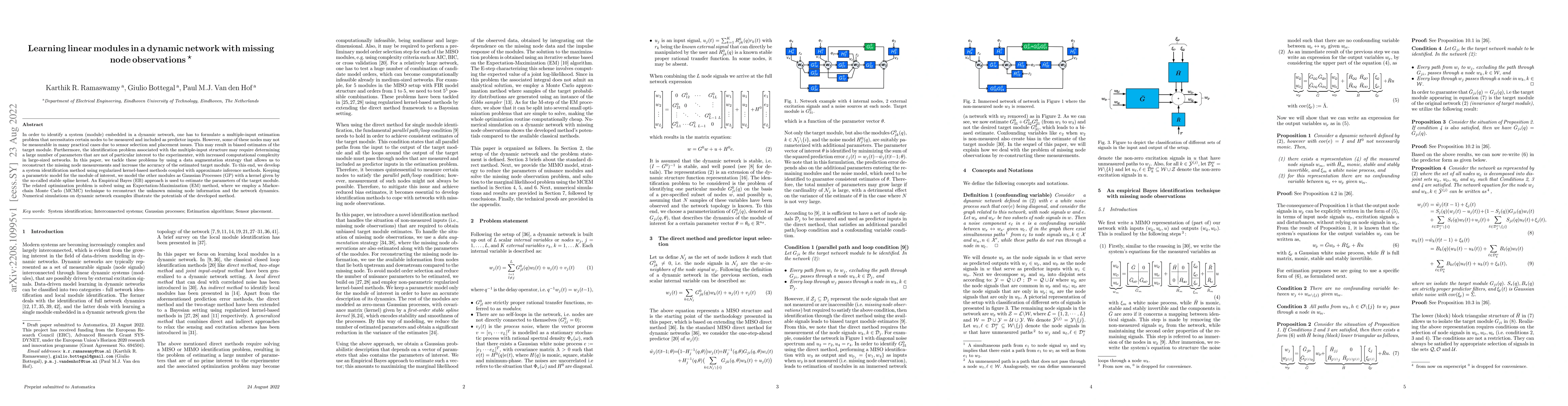 Thumbnail for Learning linear modules in a dynamic network with missing node
  observations