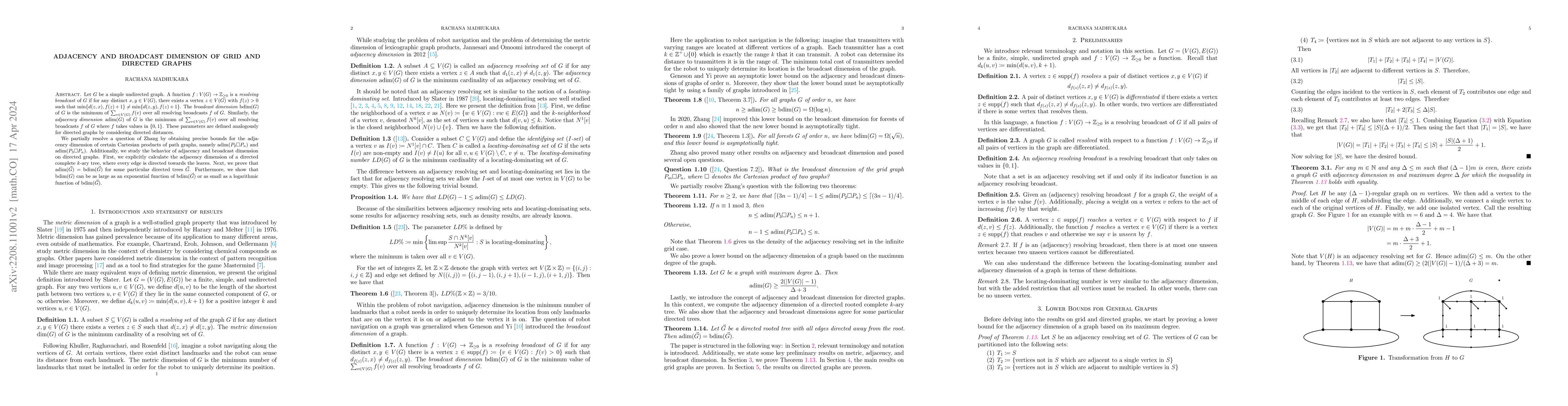 Thumbnail for Adjacency and Broadcast Dimension of Grid and Directed Graphs