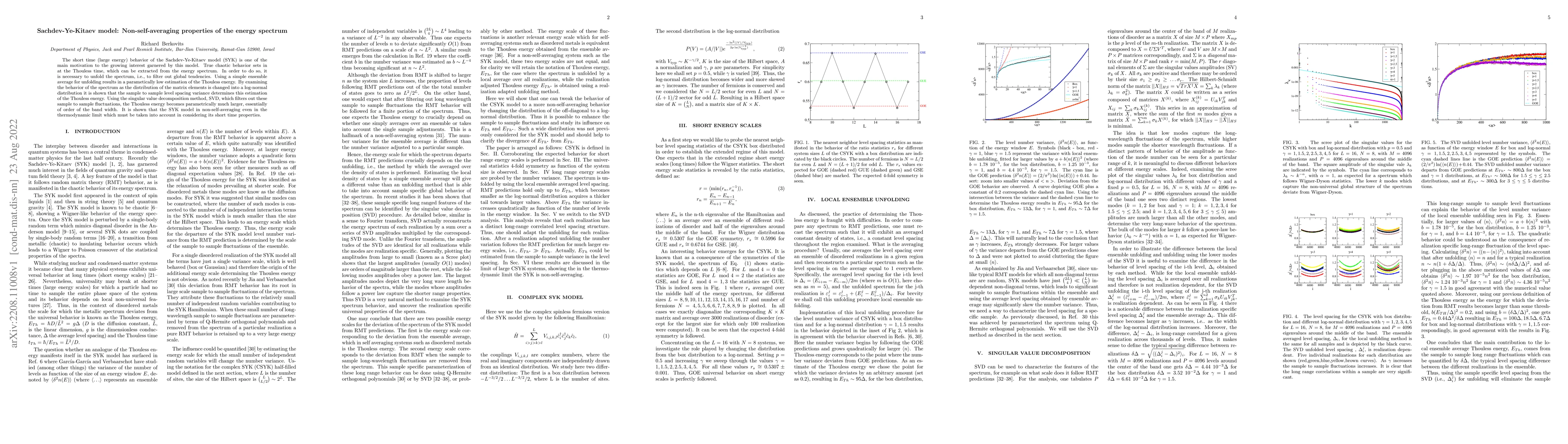 Thumbnail for Sachdev-Ye-Kitaev model: Non-self-averaging properties of the energy
  spectrum