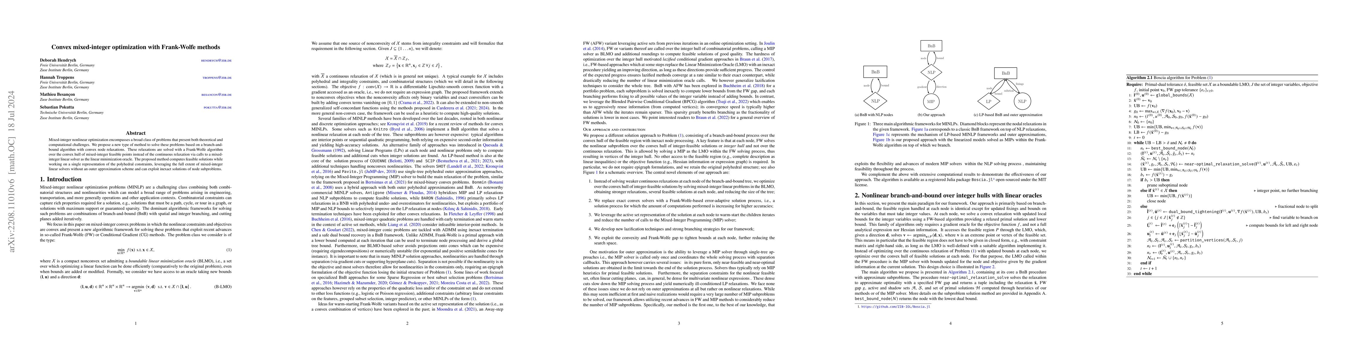 Thumbnail for Convex mixed-integer optimization with Frank-Wolfe methods