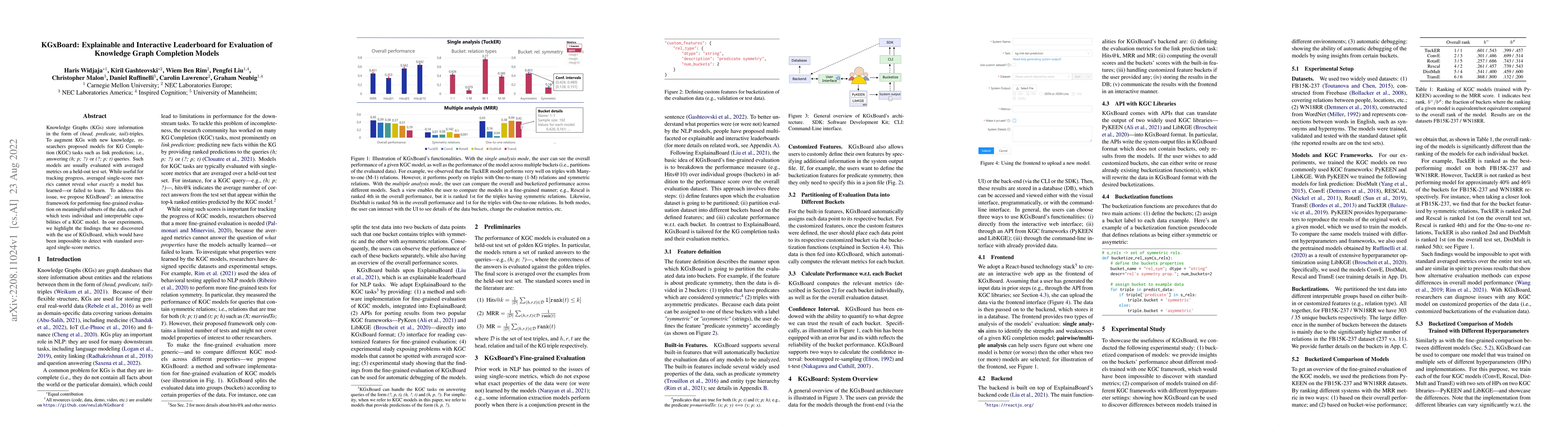 Thumbnail for KGxBoard: Explainable and Interactive Leaderboard for Evaluation of
  Knowledge Graph Completion Models