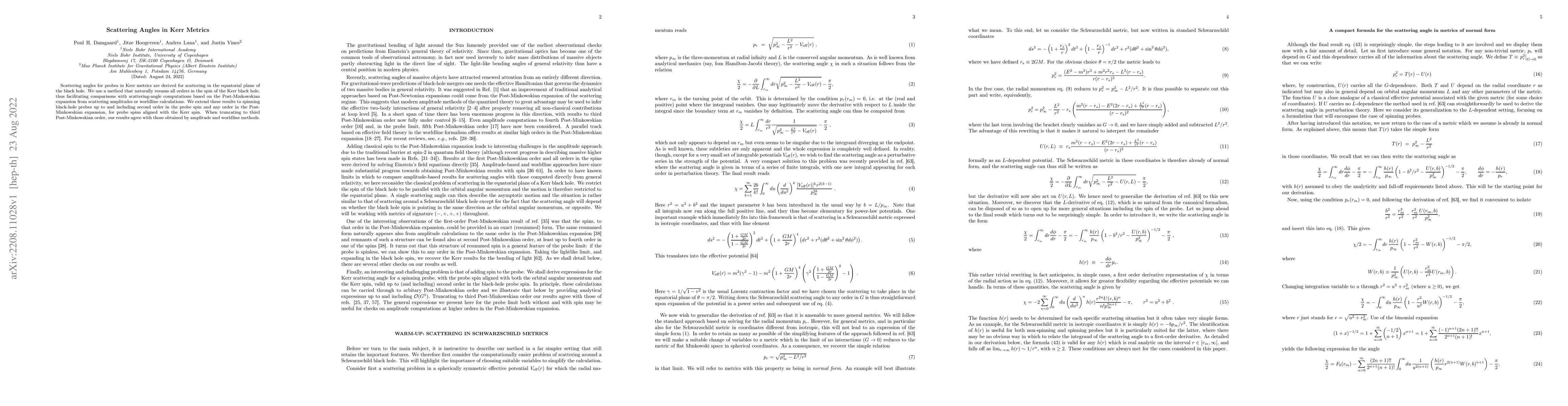 Thumbnail for Scattering Angles in Kerr Metrics