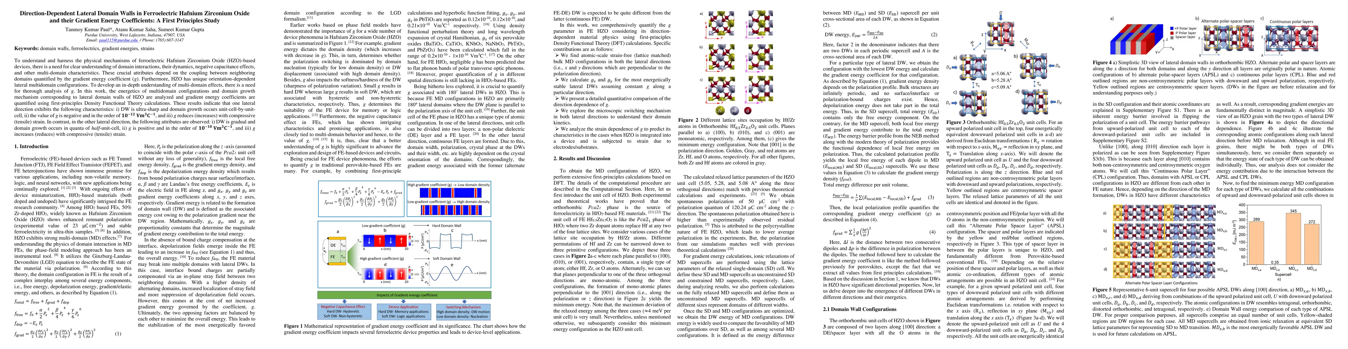 Thumbnail for Direction-Dependent Lateral Domain Walls in Ferroelectric Hafnium
  Zirconium Oxide and their Gradient Energy Coefficients: A First Principles
  Study