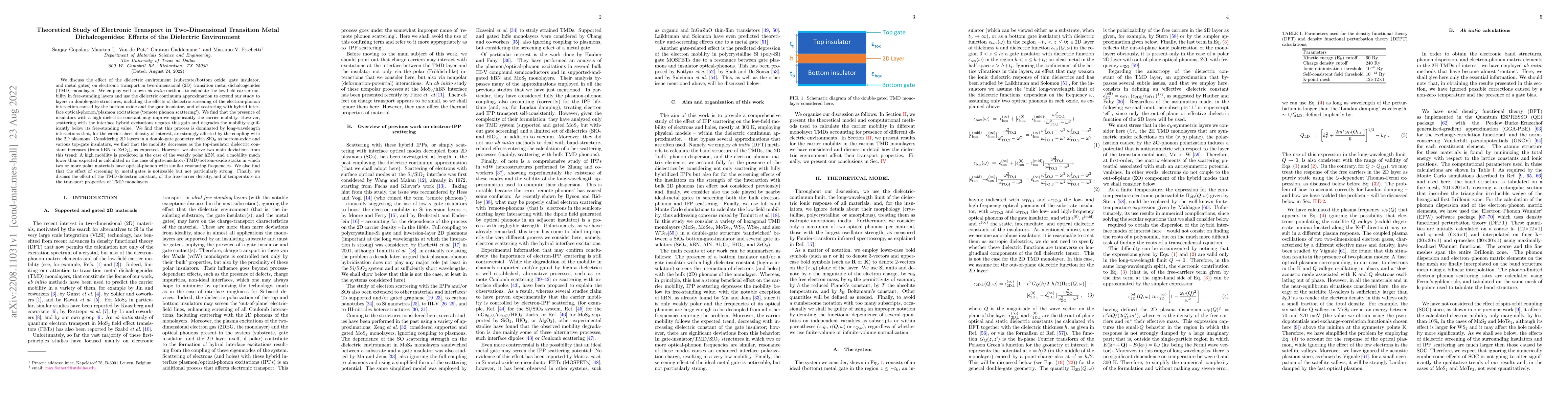 Thumbnail for Theoretical Study of Electronic Transport in Two-Dimensional Transition
  Metal Dichalcogenides: Effects of the Dielectric Environment