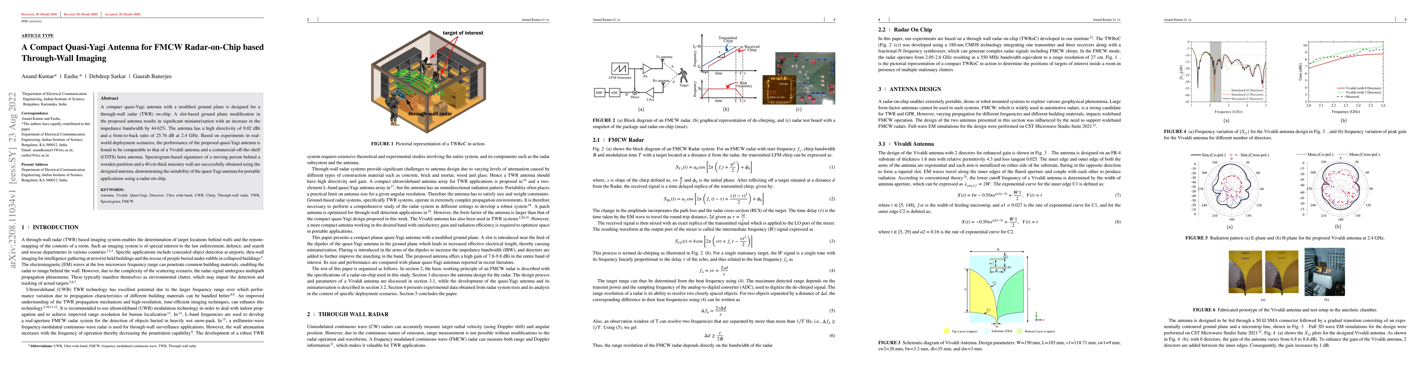 Thumbnail for A Compact Quasi-Yagi Antenna for FMCW Radar-on-Chip based Through-Wall
  Imaging