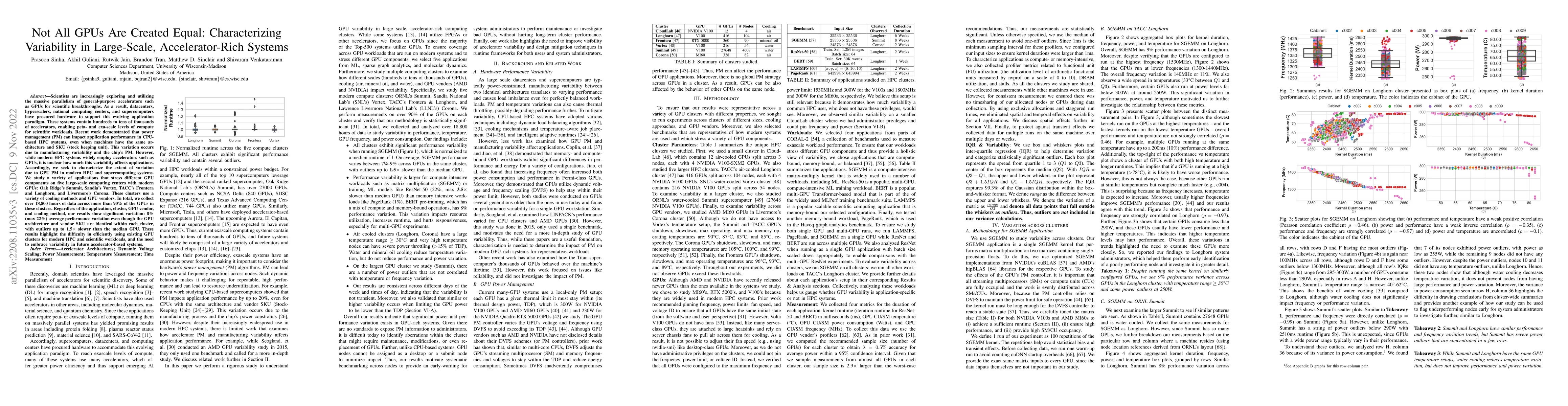 Thumbnail for Not All GPUs Are Created Equal: Characterizing Variability in
  Large-Scale, Accelerator-Rich Systems