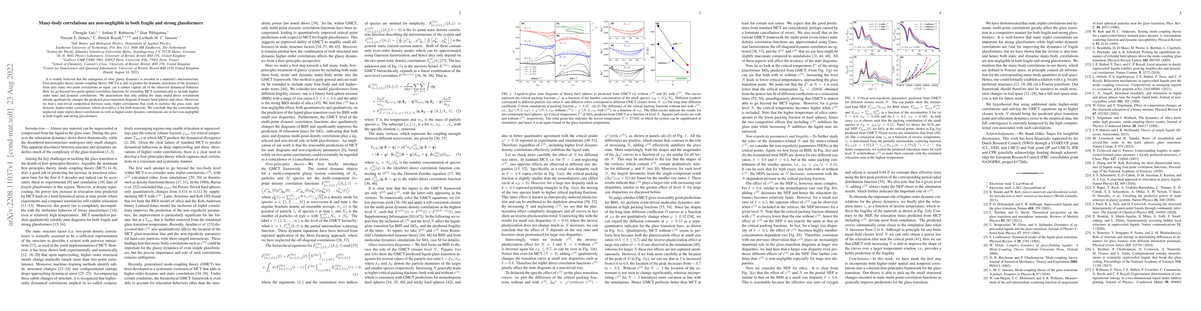 Thumbnail for Many-body correlations are non-negligible in both fragile and strong
  glassformers