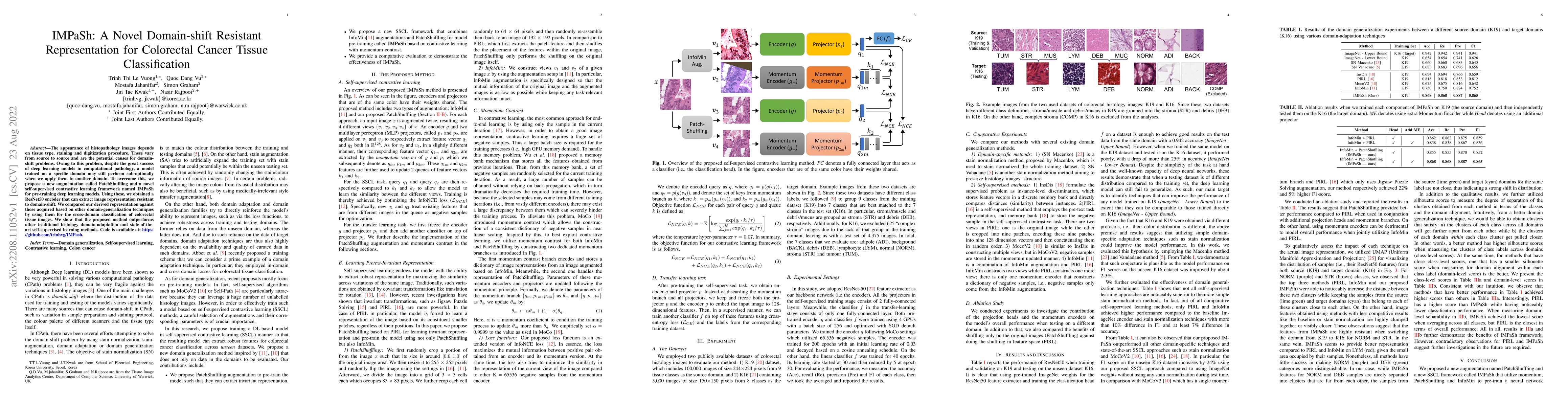 Thumbnail for IMPaSh: A Novel Domain-shift Resistant Representation for Colorectal
  Cancer Tissue Classification
