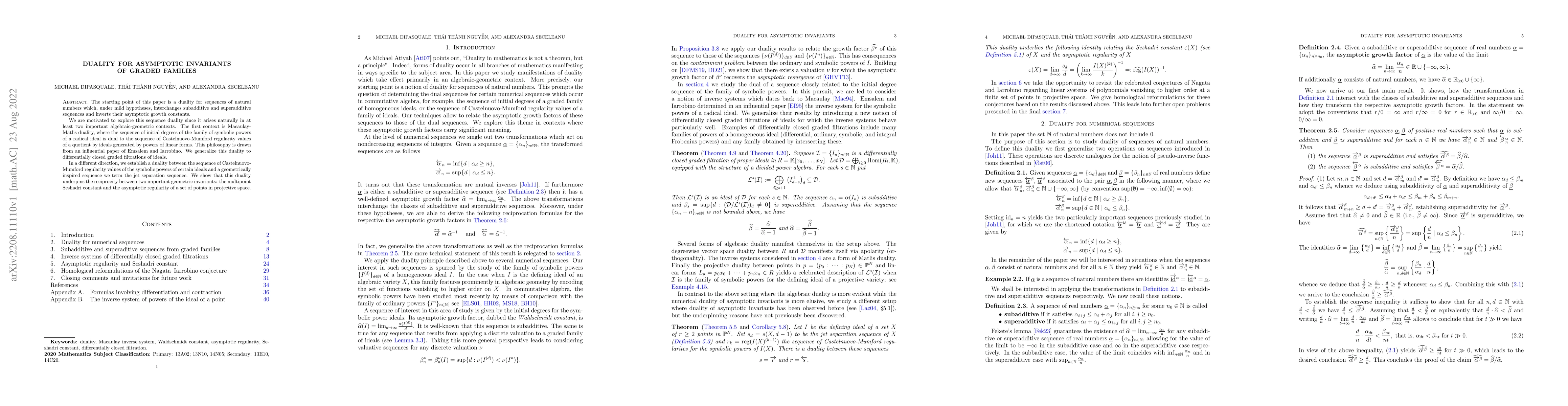 Thumbnail for Duality for asymptotic invariants of graded families