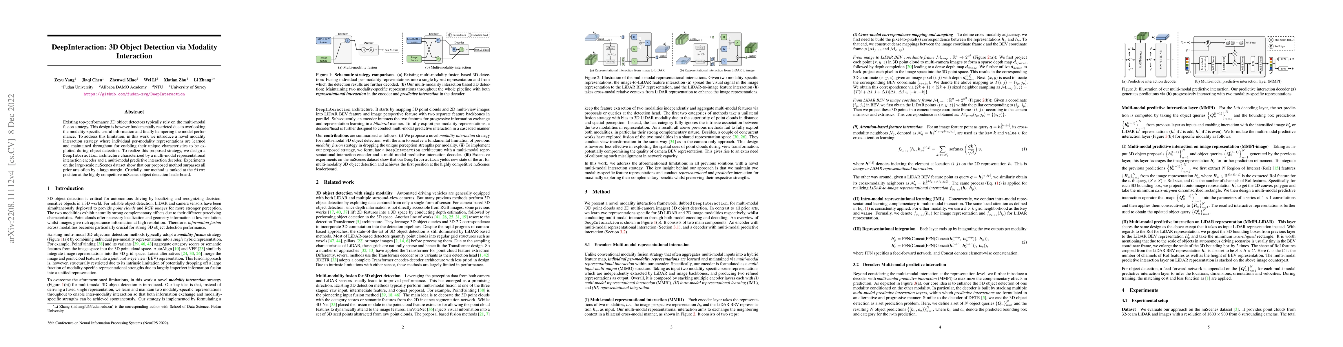 Thumbnail for DeepInteraction: 3D Object Detection via Modality Interaction