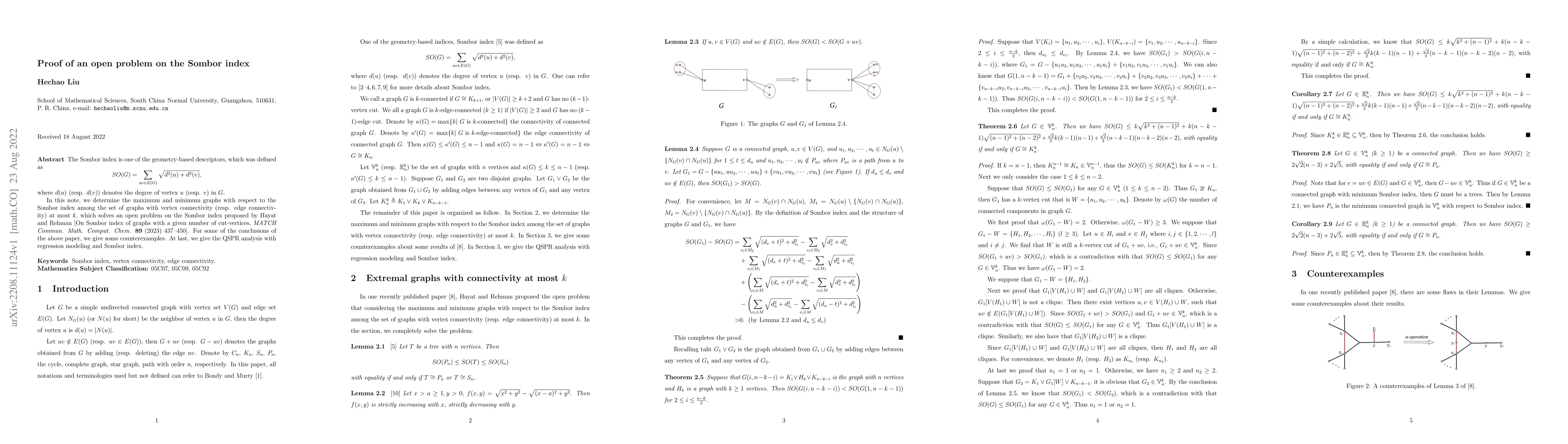 Thumbnail for Proof of an open problem on the Sombor index