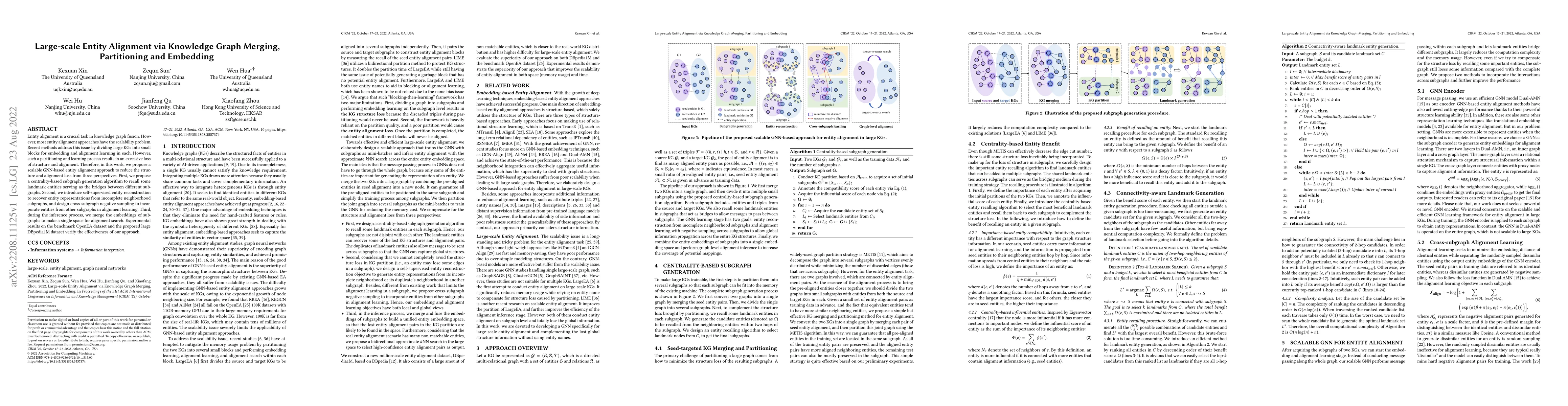 Thumbnail for Large-scale Entity Alignment via Knowledge Graph Merging, Partitioning
  and Embedding