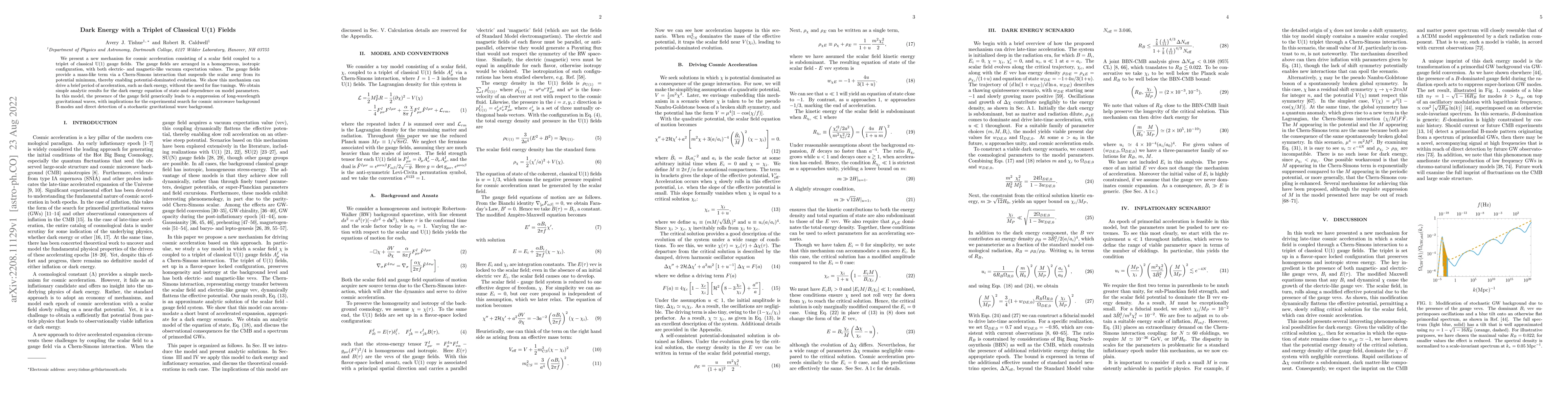 Thumbnail for Dark Energy with a Triplet of Classical U(1) Fields