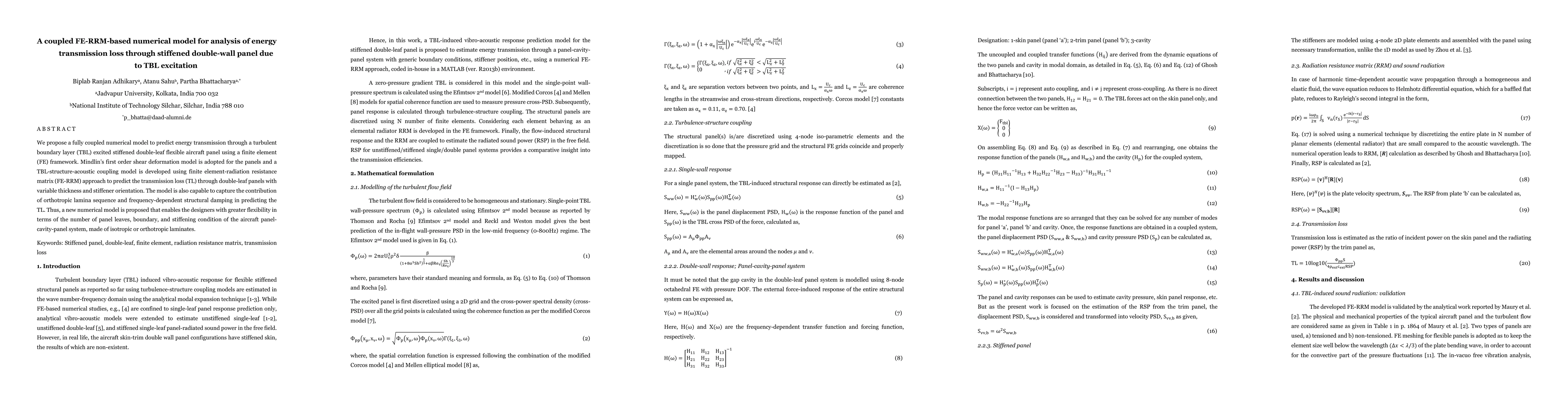 Thumbnail for A coupled FE-RRM-based numerical model for analysis of energy
  transmission loss through stiffened double-wall panel due to TBL excitation